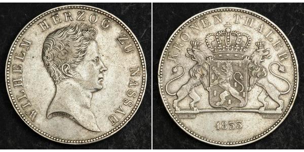 1 Талер Герцогство Нассау (1806 - 1866) Срібло Вільгельм (герцог Нассау)