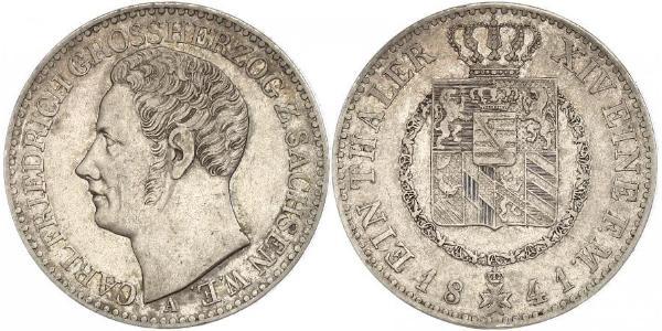 1 Талер Герцогство Саксен-Веймар-Ейзенахське (1809 - 1918) Срібло Charles Frederick, Grand Duke of Saxe-Weimar-Eisenach