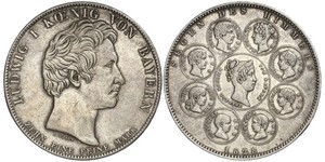 1 Талер Королівство Баварія (1806 - 1918) Срібло Людвиг I (король Баварії)(1786 – 1868)