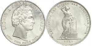 1 Талер Королівство Баварія (1806 - 1918) Срібло Людвиг I (король Баварії)(1786 – 1868)