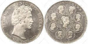 1 Талер Королівство Баварія (1806 - 1918) Срібло Людвиг I (король Баварії)(1786 – 1868)