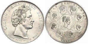1 Талер Королівство Баварія (1806 - 1918) Срібло Людвиг I (король Баварії)(1786 – 1868)