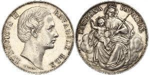 1 Талер Королівство Баварія (1806 - 1918) Срібло Людвіг II (король Баварії)(1845 – 1886)