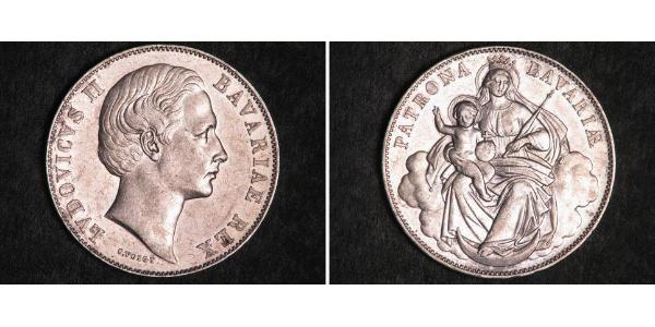 1 Талер Королівство Баварія (1806 - 1918) Срібло Людвіг II (король Баварії)(1845 – 1886)