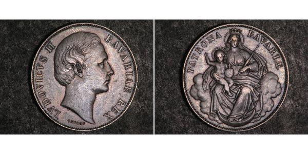 1 Талер Королівство Баварія (1806 - 1918) Срібло Людвіг II (король Баварії)(1845 – 1886)
