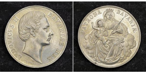 1 Талер Королівство Баварія (1806 - 1918) Срібло Людвіг II (король Баварії)(1845 – 1886)