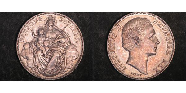 1 Талер Королівство Баварія (1806 - 1918) Срібло Людвіг II (король Баварії)(1845 – 1886)