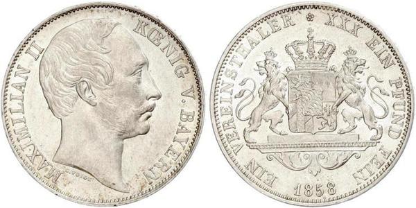 1 Талер Королівство Баварія (1806 - 1918) Срібло Максиміліан II (король Баварії)(1811 - 1864)