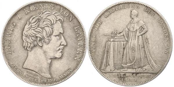 1 Талер Королівство Баварія (1806 - 1918) Срібло Людвиг I (король Баварії)(1786 – 1868)