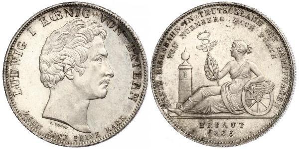 1 Талер Королівство Баварія (1806 - 1918) Срібло Людвиг I (король Баварії)(1786 – 1868)