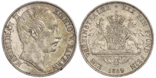 1 Талер Королівство Баварія (1806 - 1918) Срібло Максиміліан II (король Баварії)(1811 - 1864)