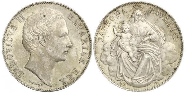 1 Талер Королівство Баварія (1806 - 1918) Срібло Людвіг II (король Баварії)(1845 – 1886)