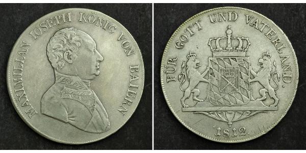 1 Талер Королівство Баварія (1806 - 1918) Срібло Максиміліан I (король Баварії) (1756 - 1825)