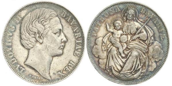 1 Талер Королівство Баварія (1806 - 1918) Срібло Людвіг II (король Баварії)(1845 – 1886)