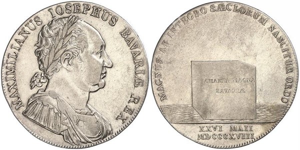 1 Талер Королівство Баварія (1806 - 1918) Срібло Максиміліан I (король Баварії) (1756 - 1825)