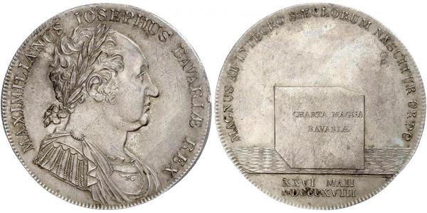 1 Талер Королівство Баварія (1806 - 1918) Срібло Максиміліан I (король Баварії) (1756 - 1825)