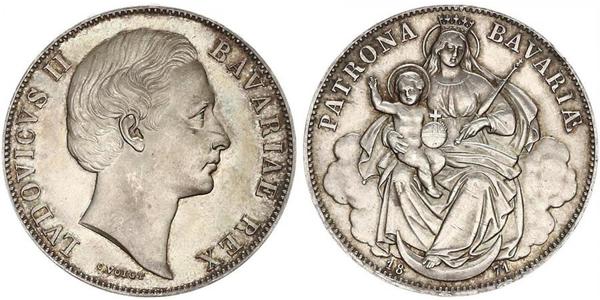 1 Талер Королівство Баварія (1806 - 1918) Срібло Людвіг II (король Баварії)(1845 – 1886)