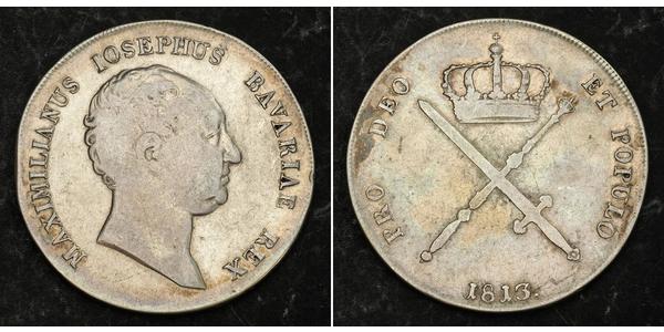 1 Талер Королівство Баварія (1806 - 1918) Срібло Максиміліан I (король Баварії) (1756 - 1825)