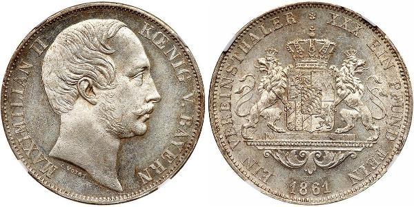 1 Талер Королівство Баварія (1806 - 1918) Срібло Максиміліан II (король Баварії)(1811 - 1864)