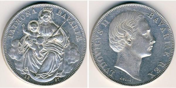 1 Талер Королівство Баварія (1806 - 1918) Срібло Людвіг II (король Баварії)(1845 – 1886)
