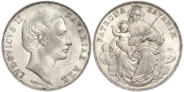 1 Талер Королівство Баварія (1806 - 1918) Срібло Людвіг II (король Баварії)(1845 – 1886)