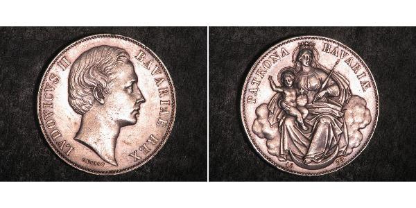 1 Талер Королівство Баварія (1806 - 1918) Срібло Людвіг II (король Баварії)(1845 – 1886)