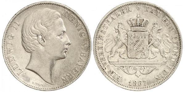 1 Талер Королівство Баварія (1806 - 1918) Срібло Людвіг II (король Баварії)(1845 – 1886)