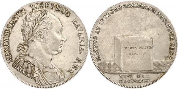 1 Талер Королівство Баварія (1806 - 1918) Срібло Максиміліан I (король Баварії) (1756 - 1825)