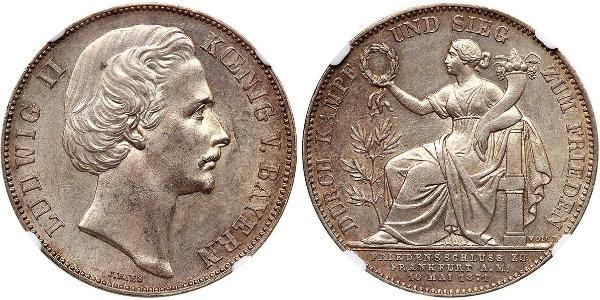 1 Талер Королівство Баварія (1806 - 1918) Срібло Людвіг II (король Баварії)(1845 – 1886)