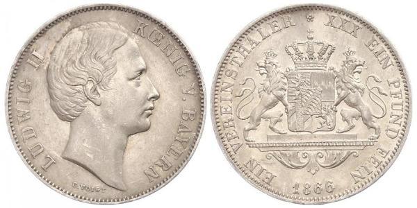 1 Талер Королівство Баварія (1806 - 1918) Срібло Людвіг II (король Баварії)(1845 – 1886)