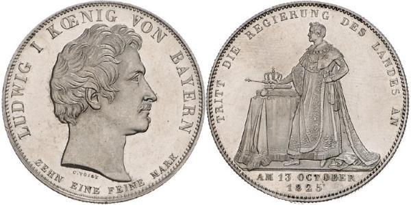 1 Талер Королівство Баварія (1806 - 1918) Срібло Людвиг I (король Баварії)(1786 – 1868)