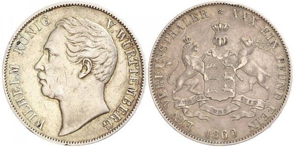 1 Талер Королівство Вюртемберг Срібло William I of Württemberg