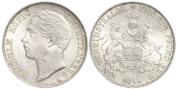 1 Талер Королівство Вюртемберг Срібло William I of Württemberg