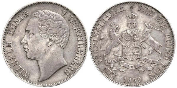 1 Талер Королівство Вюртемберг Срібло William I of Württemberg