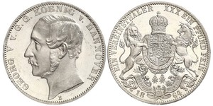 1 Талер Королівство Ганновер (1814 - 1866) Срібло Георг V (король Ганновера) (1819 - 1878)