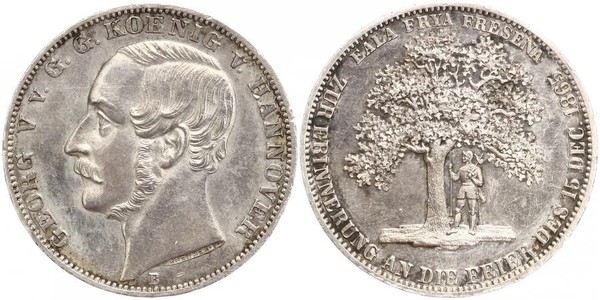 1 Талер Королівство Ганновер (1814 - 1866) Срібло Георг V (король Ганновера) (1819 - 1878)