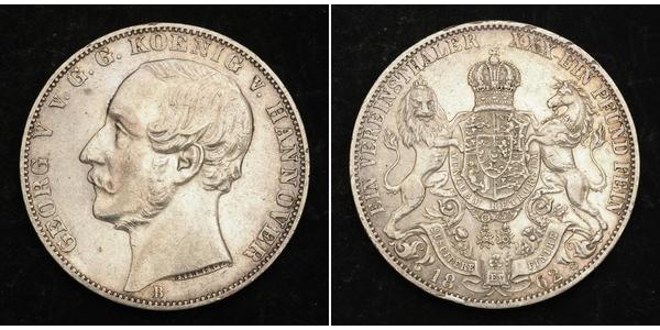 1 Талер Королівство Ганновер (1814 - 1866) Срібло Георг V (король Ганновера) (1819 - 1878)