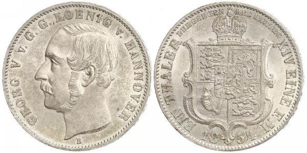 1 Талер Королівство Ганновер (1814 - 1866) Срібло Георг V (король Ганновера) (1819 - 1878)