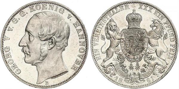 1 Талер Королівство Ганновер (1814 - 1866) Срібло Георг V (король Ганновера) (1819 - 1878)