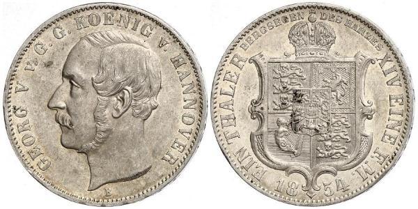 1 Талер Королівство Ганновер (1814 - 1866) Срібло Георг V (король Ганновера) (1819 - 1878)
