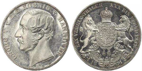 1 Талер Королівство Ганновер (1814 - 1866) Срібло Георг V (король Ганновера) (1819 - 1878)