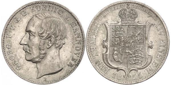 1 Талер Королівство Ганновер (1814 - 1866) Срібло Георг V (король Ганновера) (1819 - 1878)