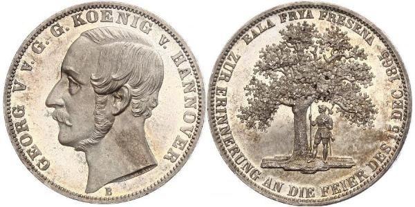 1 Талер Королівство Ганновер (1814 - 1866) Срібло Георг V (король Ганновера) (1819 - 1878)