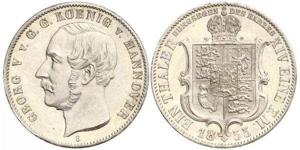 1 Талер Королівство Ганновер (1814 - 1866) Срібло Георг V (король Ганновера) (1819 - 1878)