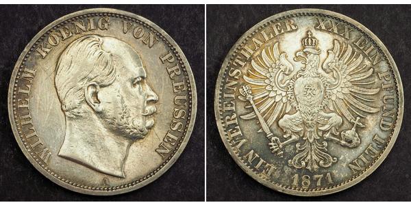 1 Талер Королівство Пруссія (1701-1918) Срібло Wilhelm I, German Emperor (1797-1888)