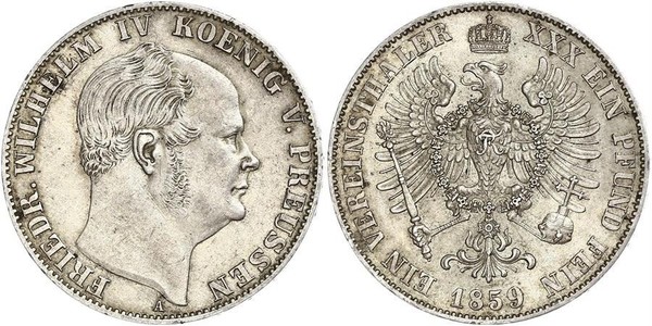 1 Талер Королівство Пруссія (1701-1918) Срібло Фрідріх Вільгельм IV (1795 - 1861)