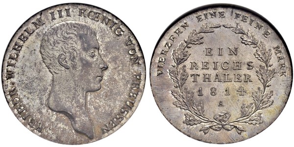 1 Талер Королівство Пруссія (1701-1918) Срібло Фрідрих Вільгельм III, король Пруссії  (1770 -1840)