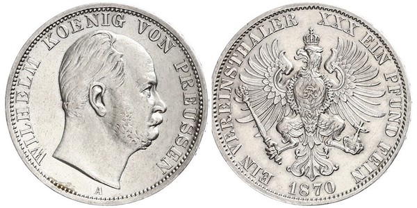 1 Талер Королівство Пруссія (1701-1918) Срібло Wilhelm I, German Emperor (1797-1888)