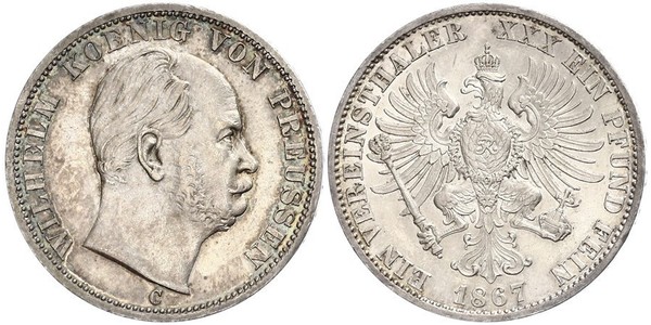 1 Талер Королівство Пруссія (1701-1918) Срібло Wilhelm I, German Emperor (1797-1888)