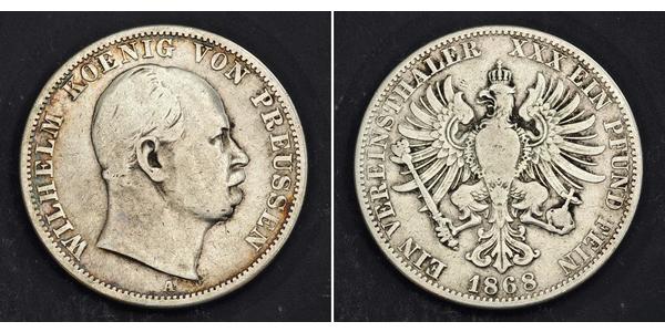 1 Талер Королівство Пруссія (1701-1918) Срібло Wilhelm I, German Emperor (1797-1888)